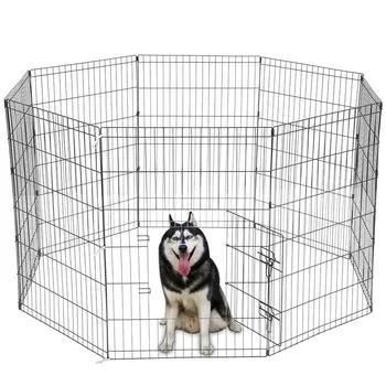 

Tall Wire Fence Pet Dog Cat Folding Exercise Yard 8 Panel Metal Play Pen Black Pet Play Fence Exercise Pen Pet Playpen Pet Zoo