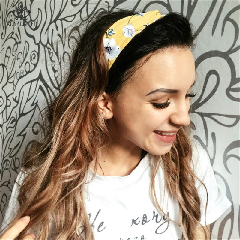 

2019 Cute Korean Style Women Hair Turban Flower Headband Hair Accessories Floral Prints Bandanas Elastic Hair Bands Hair Girls
