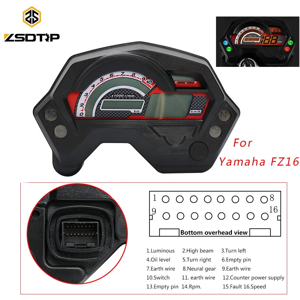 ZSDTRP мотоциклетный спидометр цифровой универсальный электрический индикатор ЖК-дисплей для Yamaha FZ16 FZ 16 цифровой ЖК-дисплей