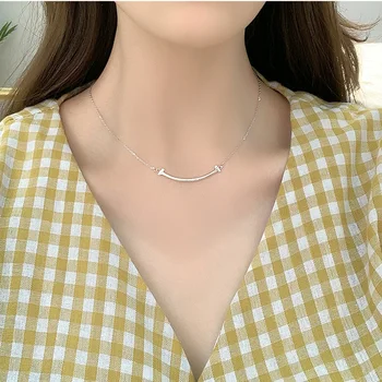 

Temperamental 925 Sterling Silver Necklace Choker Necklace Girl Fashion Necklace Woman Wedding Party Contracted Collarbone Chain