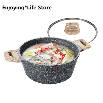 

Maifan Stone Soup Pot Steamer Non-stick Stew Pot Home Cooking Pot Simmering Meat Pot, Gas Cooker, Applicable Hot Pot Cookware