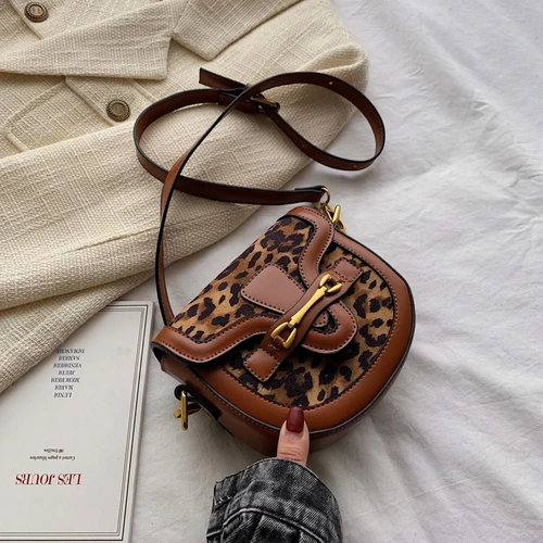 IVog Новое поступление повседневные женские сумки через плечо luis vuiton модные шерстяные вечерние седельные сумки для женщин - Цвет: Brown leopard