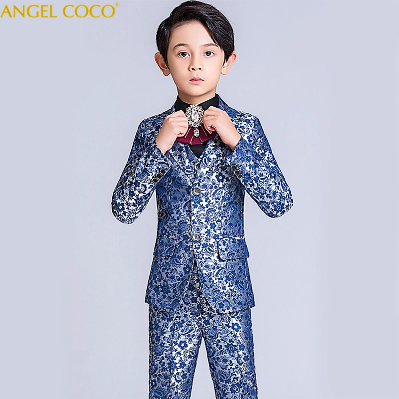 Brand Boys Formal Suit Wedding campus student Dress Gentleman Kids Jacket Vest Pants Bow tie ceremony Costumes Terno Infantil