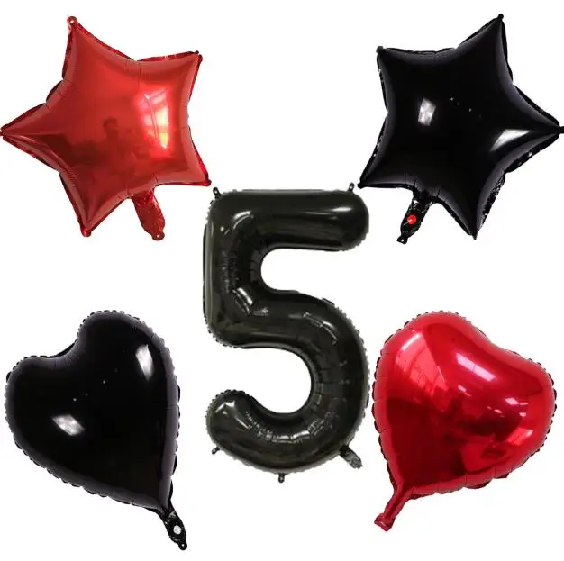 Number 5 5 шт./партия Anniversaire МИККИ красный черный номер 1 2 3 воздушные шары для первого дня рождения украшения Дети фольги баллоны Минни балоны - Цвет: Number 5