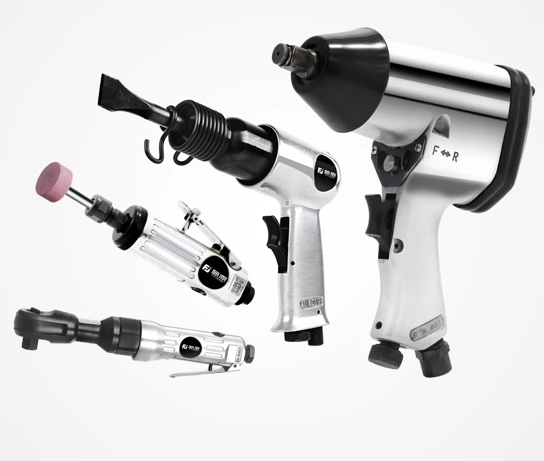 FUJIWARA 4pcs Pneumatic Tool Set, Air Shovel, 900N.M Torque Wrench, 68N.M Ratchet Wrench, Pneumatic Grinding Machine Air Hammer