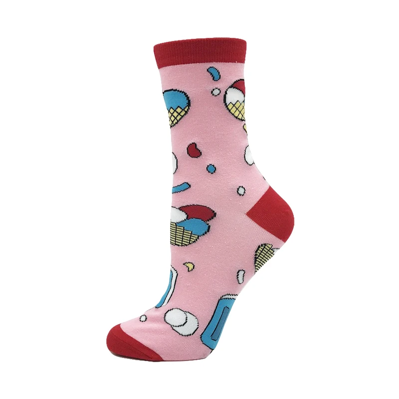 VPM, цветные хлопковые женские носки Harajuku Kawaii, новинка, милые Мультяшные забавные носки с изображением мороженого, кота, радуги, единорога, черепа, динозавра, подарки - Цвет: c275