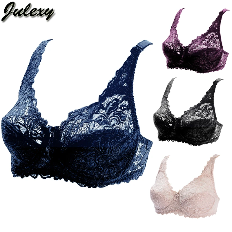 Julexy  C D E Big Size 2020 Women Bra Bralette Ultrathin Pure Cotton Brassiere Hollow out Underwear Sexy Lace Plus Size best sports bra