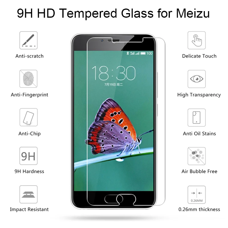 2 шт. Защитное стекло для Meizu M6 M5 M3 M2 Note 9H|Защитные стёкла и плёнки| |