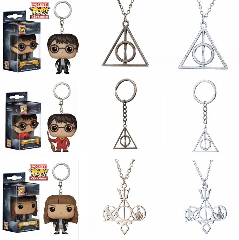 Ожерелье-кулон Harri Potter ретро треугольная круглая подвеска на цепочке и фигурки