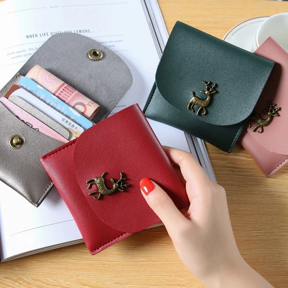 Cute Small Wallet Minimalist Women/'s Wallet Deer Antler Wallet for Women Rustic Credit Card Holder