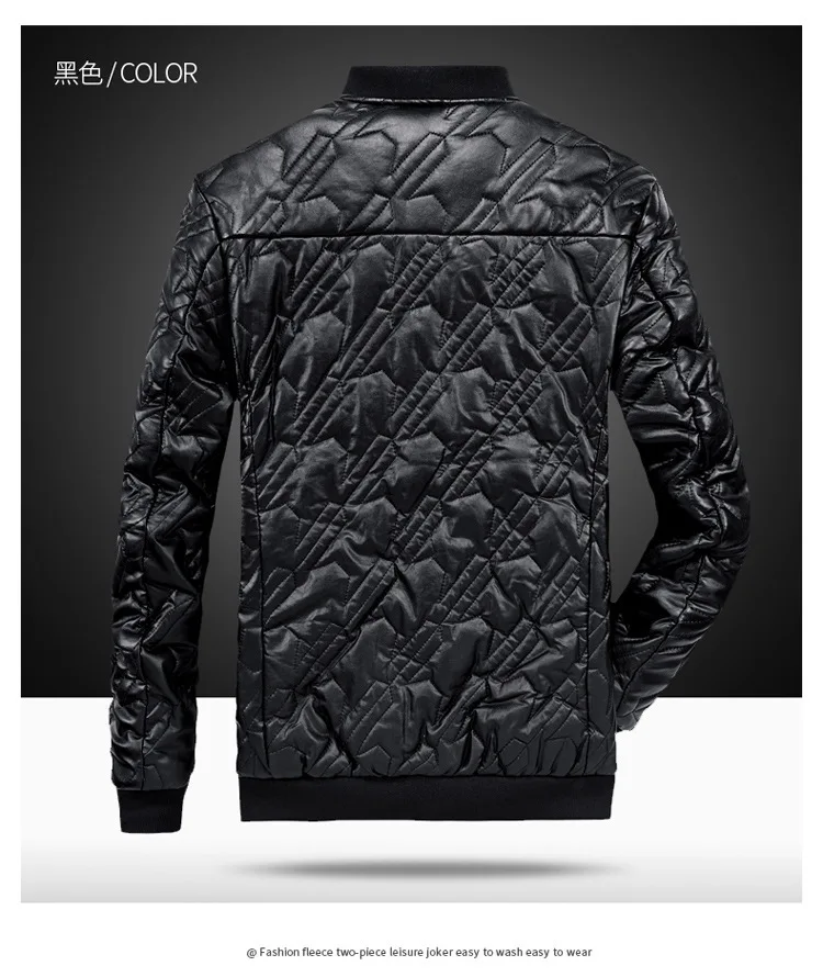 AliExpress, новинка, Стильное мужское кожаное пальто, хлопковая стеганая одежда в Корейском стиле, приталенная мужская куртка из искусственной кожи