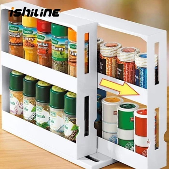 

1Set Multifunction Rotating Jars Spice Rack Bottle Storage White PP Cabinet Kitchen Storage Rack Holder Organizer