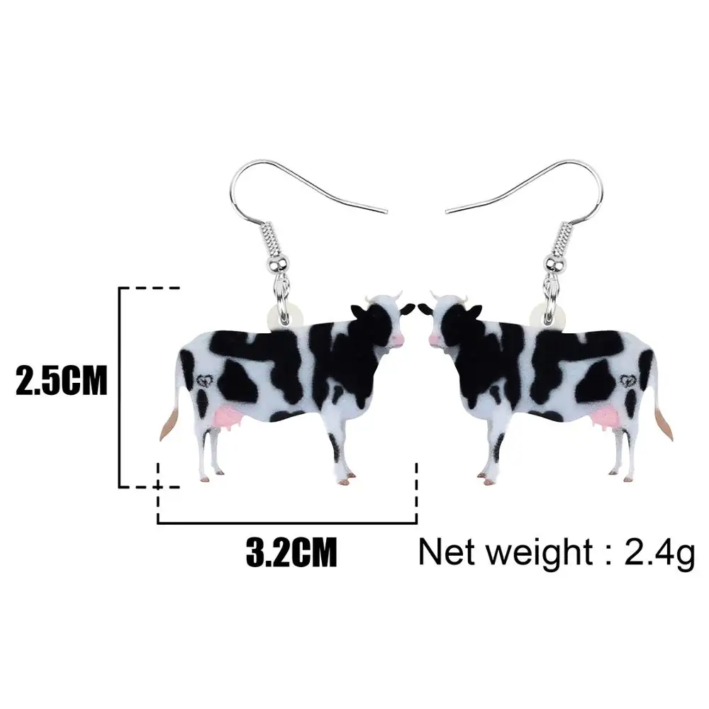WEVENI Acrylic Dairy Cattle Cow Earrings Drop Dangle Jewelry Farm Animal For Women Girls Teens Kids Party Charm Gift Accessories - Image 5