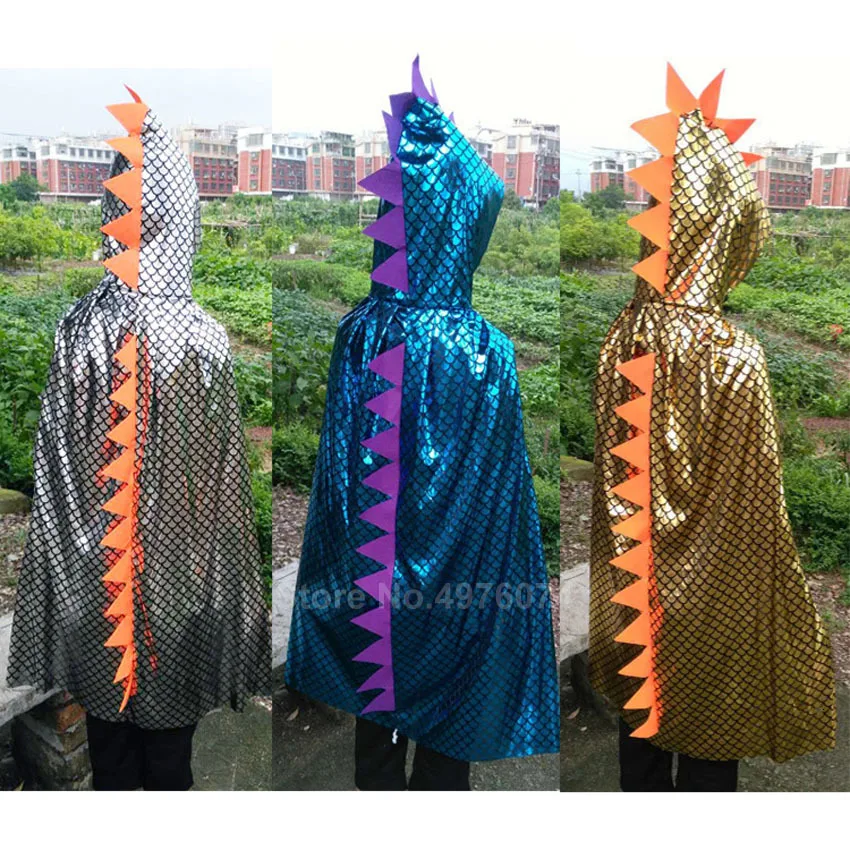 

Halloween Cosplay Costumes for Kids Boys Girls Shining Dinosaur Hooded Cloak Carnival Animal Role-play Performance Accessories