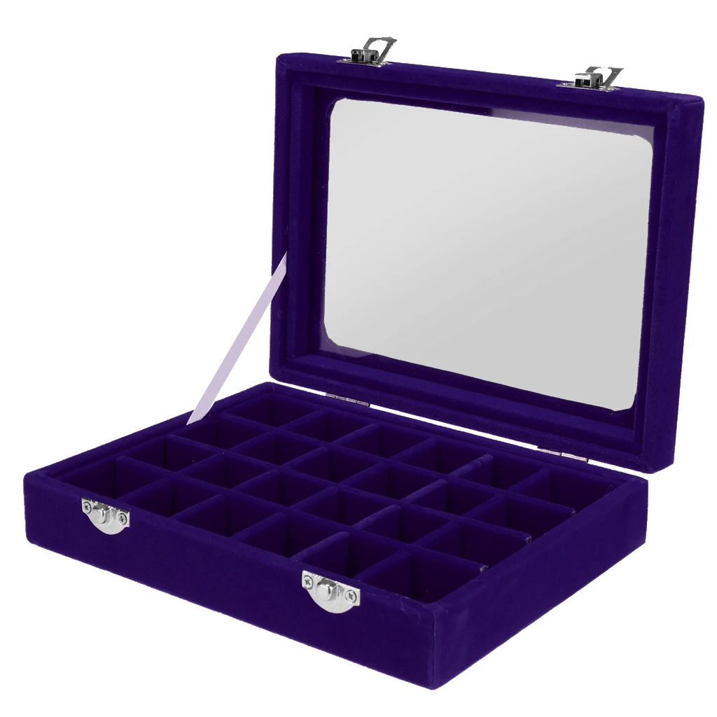 Wooden Velvet Jewelry Necklace Rings Earrings Storage Display Box Case Organizer Gift