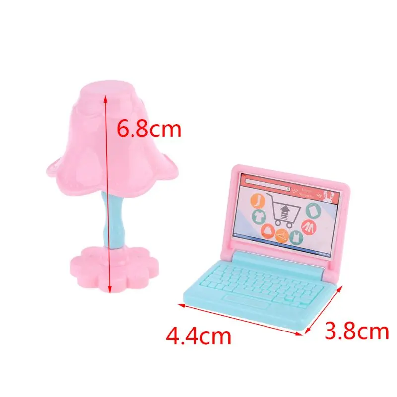  Creative Dollhouse Miniature Modern Laptop Computer Desk Lamp Furniture Children