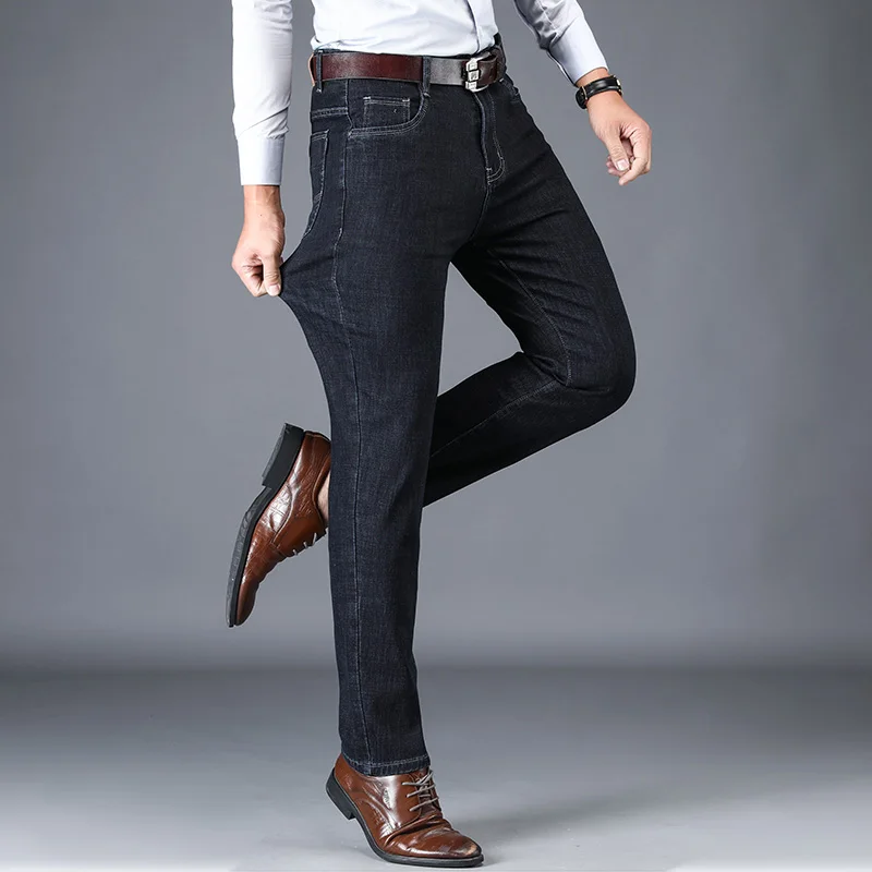 Hot Product 2020 High Waist Denim Trousers Men's New Dad Man Fashion Jeans Business Casual Stretch Slim Classic Pants Classic reathable