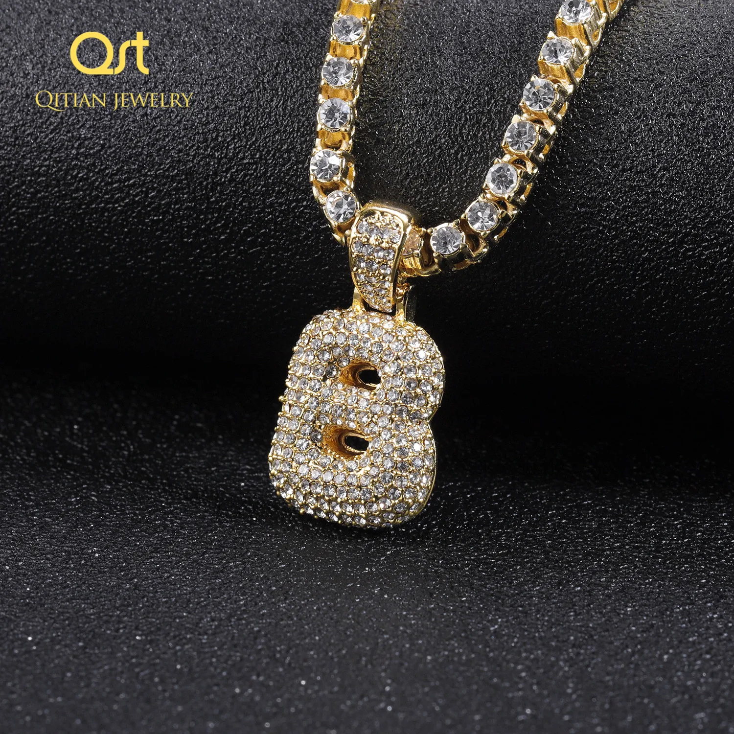 

Bling A-Z Custom Bubble Letters Name Necklace Pendant Rhinestone Hip Hop Tennis Chain Necklaces Jewelry Gifts Drop Shipping
