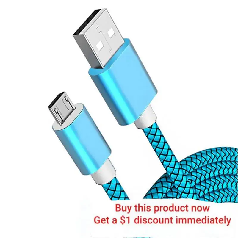 

MAXCURY Micro USB Cable Fast Charging BLUE Nylon Braid cord for Redmi more extension USB Android Phone