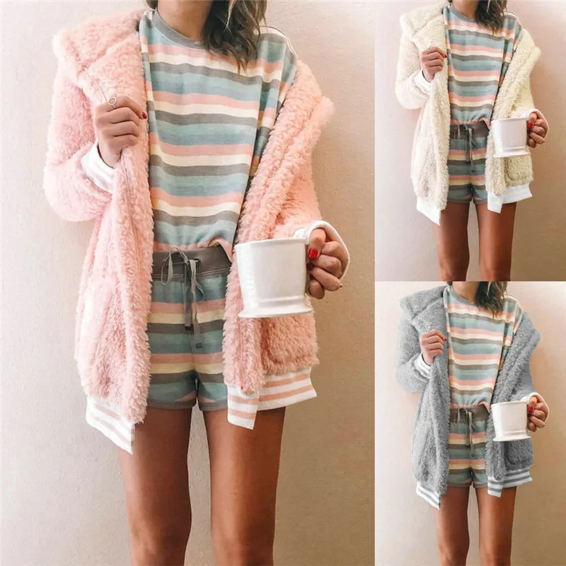 

Women Long Sleeve Coat for Streetwear Patchwork Design Pockets Hooded Decor V-Neck Solid Color Autumn Casual Loose Cardigan Coat