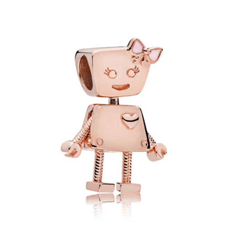 Rose Gold 10 Boosbiy, 2 шт., розовое золото, Лев, корона, любовь, сердце, подвеска, шарм, Подходит для Pandora, браслеты и ожерелья для женщин, ювелирные изделия, аксессуары - Цвет: Rose Gold 10