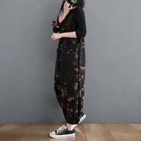 Loose Jeans Black Jumpsuit Women Casual Oversized Baggy Cargo Pants Big Pockets Print Floral Denim Overalls Straps Jean Rompers - Image 4