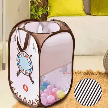 

Lightweight Toy Box Basket Ocean Balls Toy Storage Bucket Large Capacity Cartoon Printing Mesh Splicing Organizer
