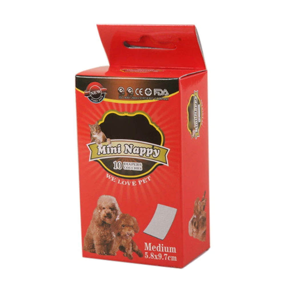 10 unids/pack a prueba de fugas Auto adhesivo olor eliminador 9,7x5,8 cm desechables perro pañales de tela no tejida período Menstrual