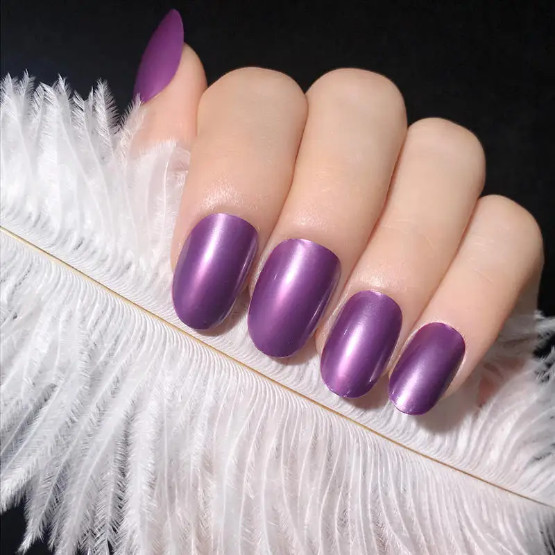 Pink Wedding False Nails Short Oval Impress Press On Fake Nails With Glue Sticker Artificial Plastics Full Cover Fingernails