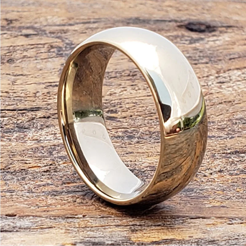 8mm Tungsten Carbide Ring For Men Gold Unique Bride Groom Engagement