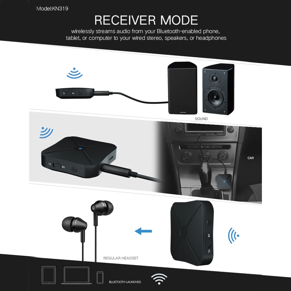 2-в-1 Беспроводной Bluetooth 4,2 аудио приемник передатчик ТВ наушников дома MP3 ПК 3,5 мм bluetooth-адаптер