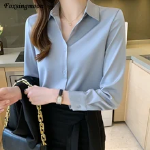 

2021 New Shirts Womens Blouses And Tops Long Sleeve Female Casual Solid Color Shirts Loose Lady Spring Autumn Outerwear