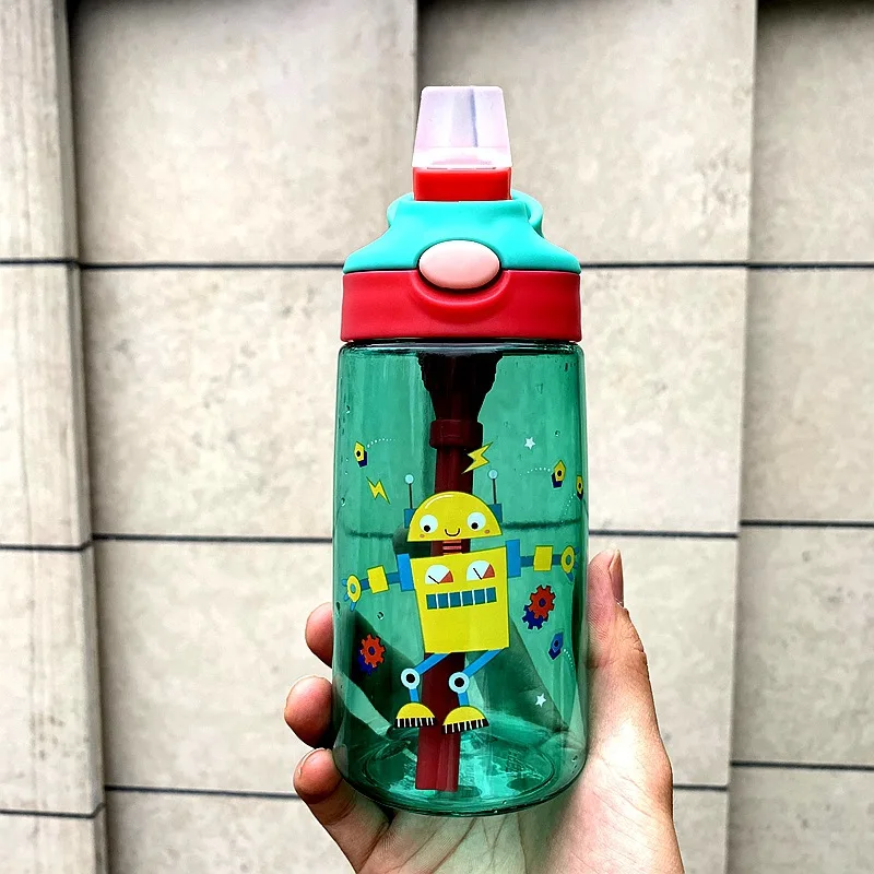 BPA бесплатно дети милая детская бутылка для воды чайник мультфильм напиток пластик Спорт с соломинкой Портативный экологичный ребенок молоко чашка 480 мл - Цвет: Robert
