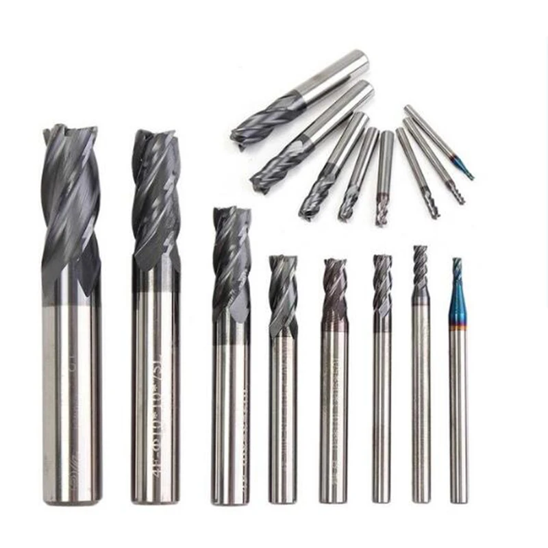 8pcs 4 Flutes Carbide End Mill Set Tungsten Steel Milling Cutter Tool Hardness CNC 2-12mm Dia.