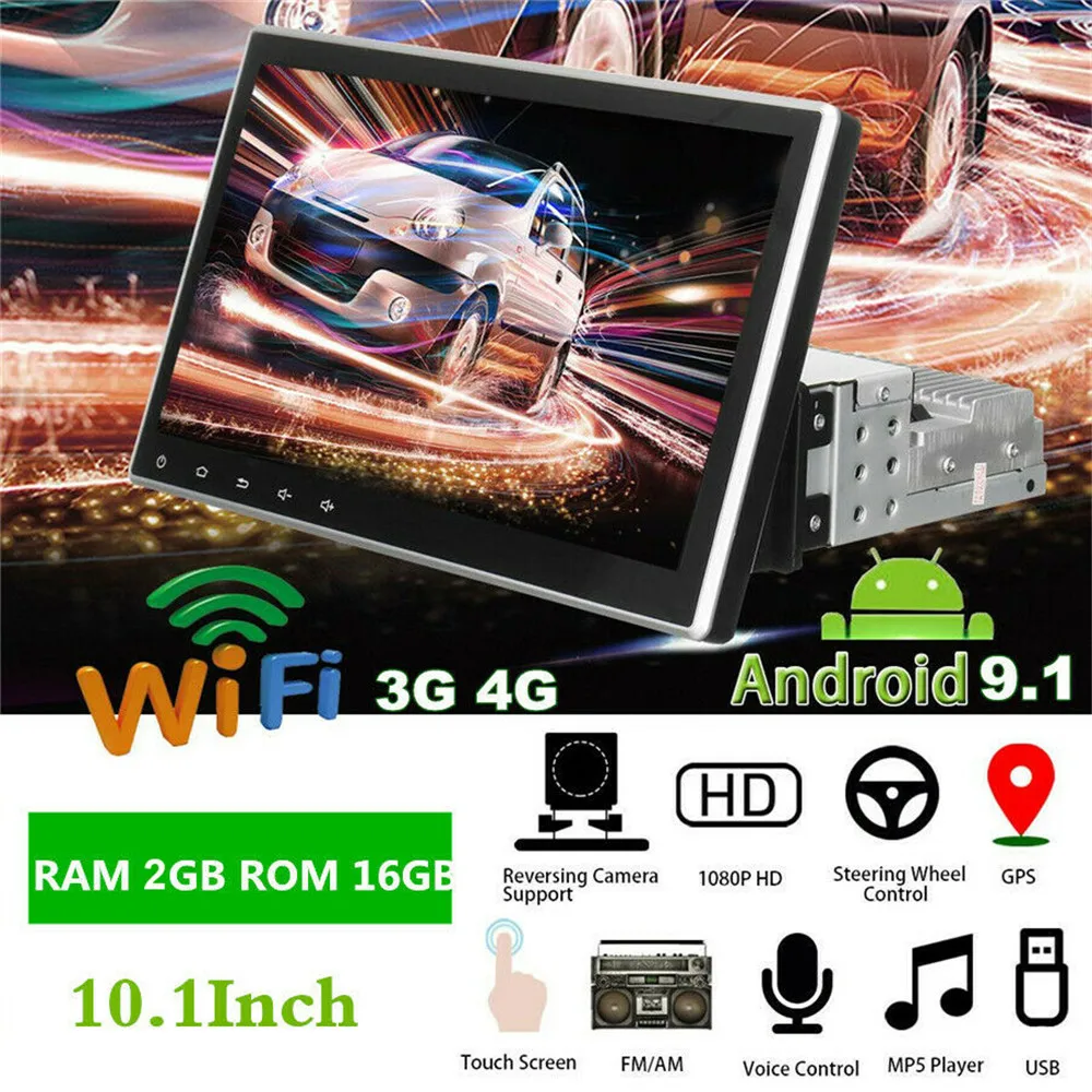 Универсальный Регулируемый 1DIN Android 10 1 автомобильный мультимедийный плеер стерео