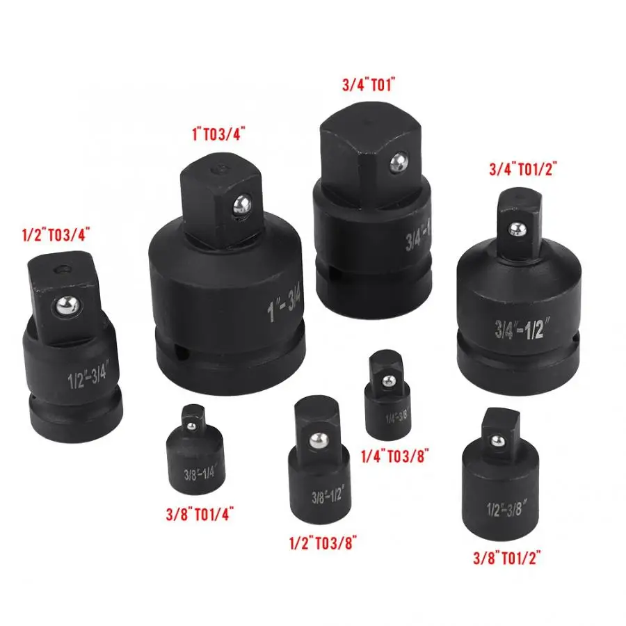 

8pcs Socket Convertor Adaptor Reducer Converter Adapter Set 1/4" 3/8" 1/2" 3/4" 1" auto repair tools tire studding tool