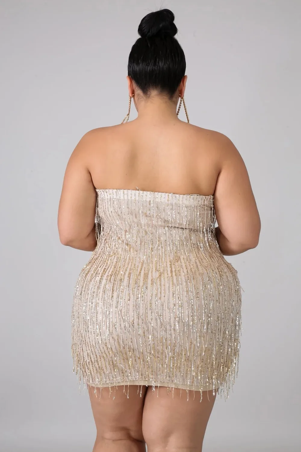 Xl-5XL Mini Dress Sequined Off The Shoulder  Robe Sexy Party & Clubwear Sleeveless Plus Size Women Party Out (13)