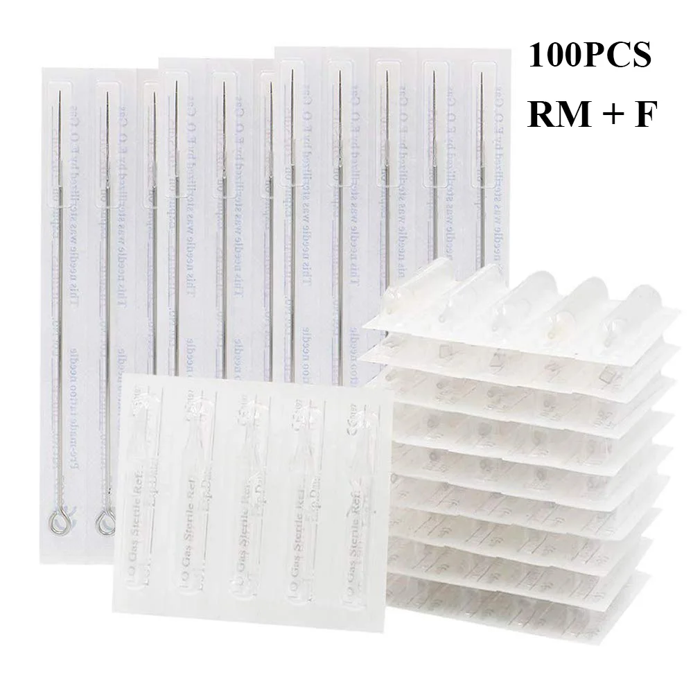 50pcs Tattoo Needles 5/7/9/11/13/15RM and Cleary Disposable Tips 5/7/9/11/13/15F Kit for Machine Supplies | Красота и здоровье