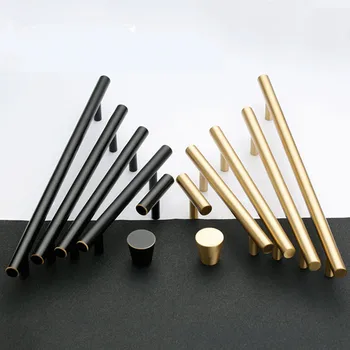 

Modern Cabinet Knobs and Handles Solid Brass Kitchen Door Handles Furniture Handle Black Gold Drawer Knob