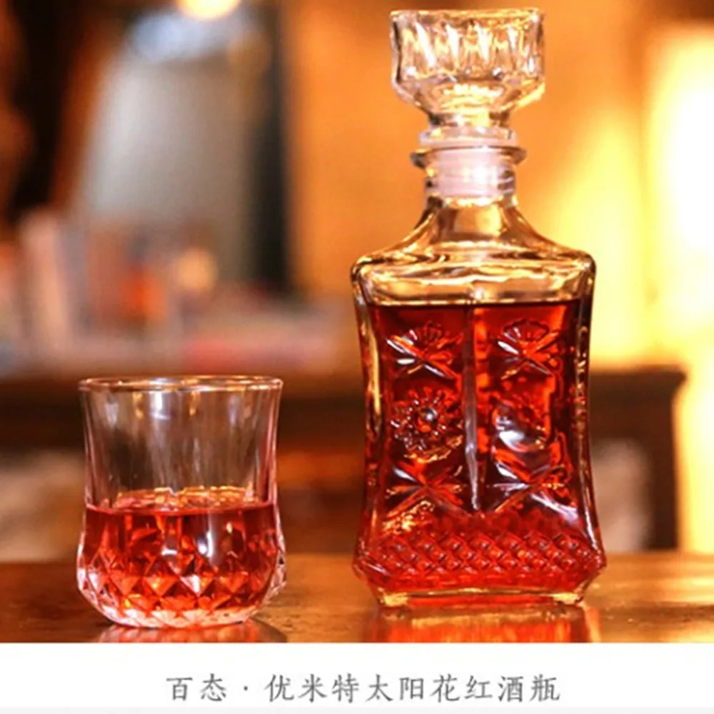 sun flower bottle Стеклянная красная бутылка для вина Графин контейнер виски, ликер Carafe воды кувшин алкоголя стеклянный декантатор бутылка - Цвет: sun flower bottle