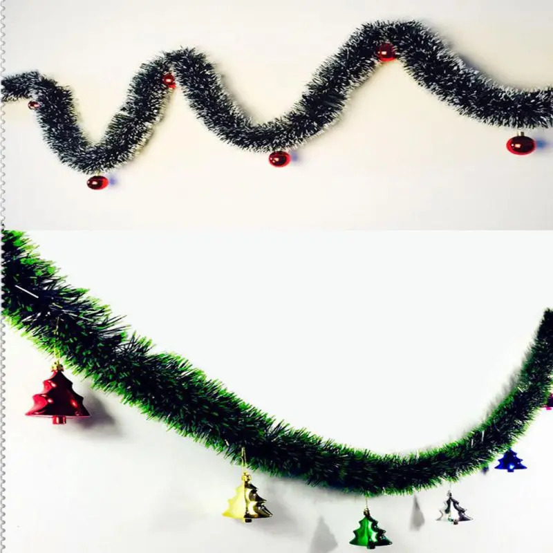 

200CM Christmas Tree Ornaments Colorful Christmas Decoration Bar Tops Ribbon Garland White Dark Green Cane Tinsel Party Supplies