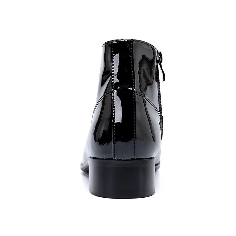 Botas masculina/Черные Блестящие ботильоны челси из лакированной кожи; Мужские модельные ботинки с острым носком; bota militar; мужские ботинки; сезон зима-осень