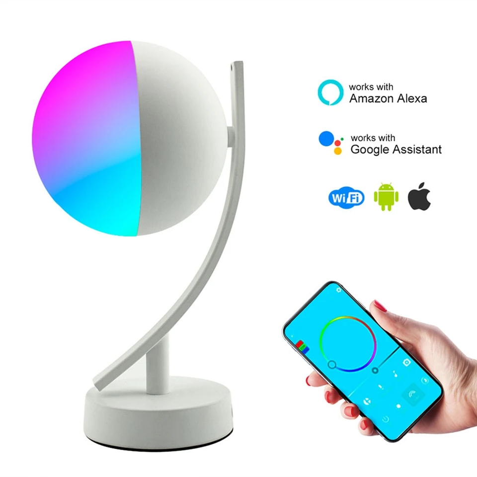 

AC90-260V Amazon Alex Smart Desk Lamp 7W RGBW Dimmable Lynx Elf Led Smart Table Light WifI APP Remote Voice Control Night Light