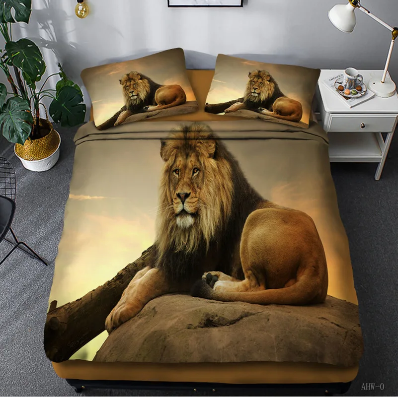

Animal Lion Tiger Bedding Set Black Beast Duvet Covers 3D Quilt Kids Boys Nordic Bed Set Queen King Size Home Bedroom Set