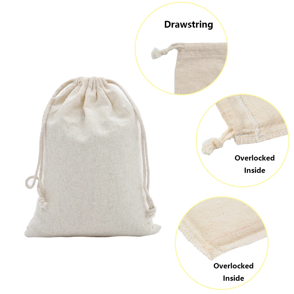 

Double Drawstring Reusable Muslin Cloth Bag for coffee beans Small Jewelry Bracelet Beads Spice Gift Bags