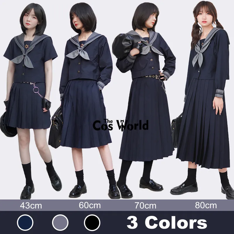 Japanese Girl's Women's High Waist Pleated Skirts Long Dress JK School Uniform Students Cloths 43 48 55 60 80 CM