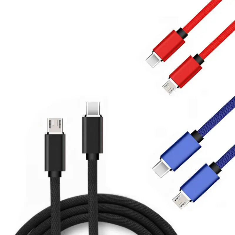 Кабель-адаптер для зарядки и передачи данных с разъемом type C USB-C и Micro USB
