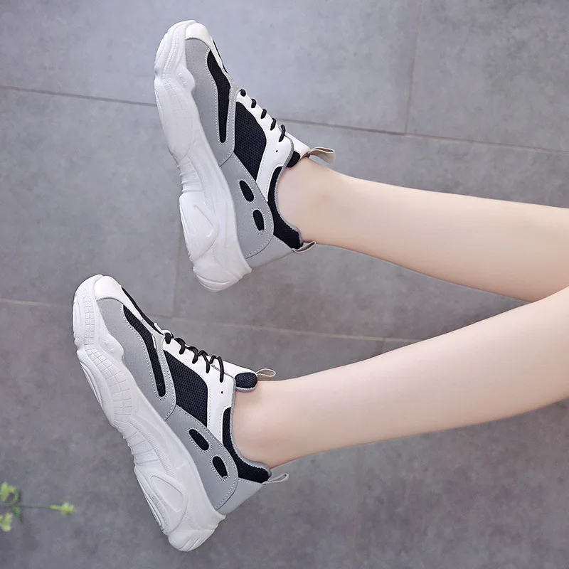 

New Style Lace up Front Women's Summer Closed-toe 2019 Dad Platform Lace up Front Online Celebrity Versatile Hollow out Breathab