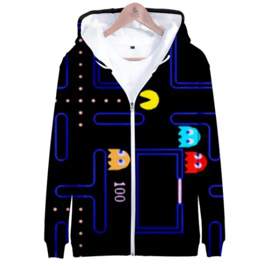 Горячая Распродажа PACMAN худи на молнии 3D худи на молнии для мужчин Харадзюку без темы Необычные толстовки для мужчин размера плюс для мужчин Уличная одежда