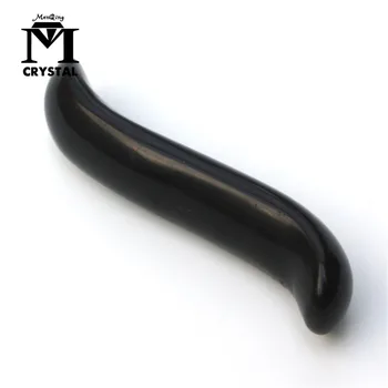 

Natural obsidian crystal wand hand carved massage stick black healing quartz crystal gemstone yoga wand gift for wife women